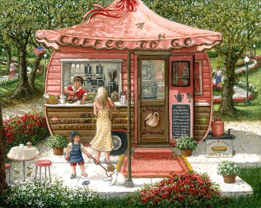 kawiarnia w parku puzzle online