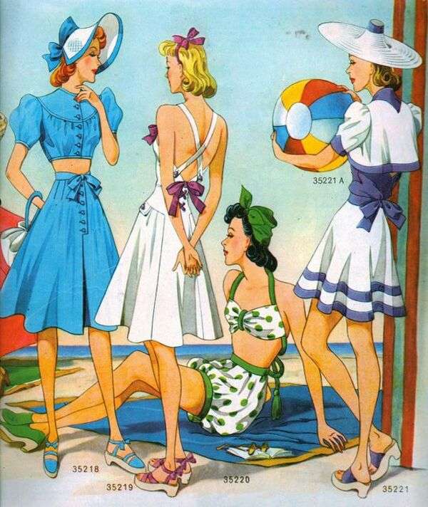 Damska niemiecka moda plażowa rok 1940 puzzle
