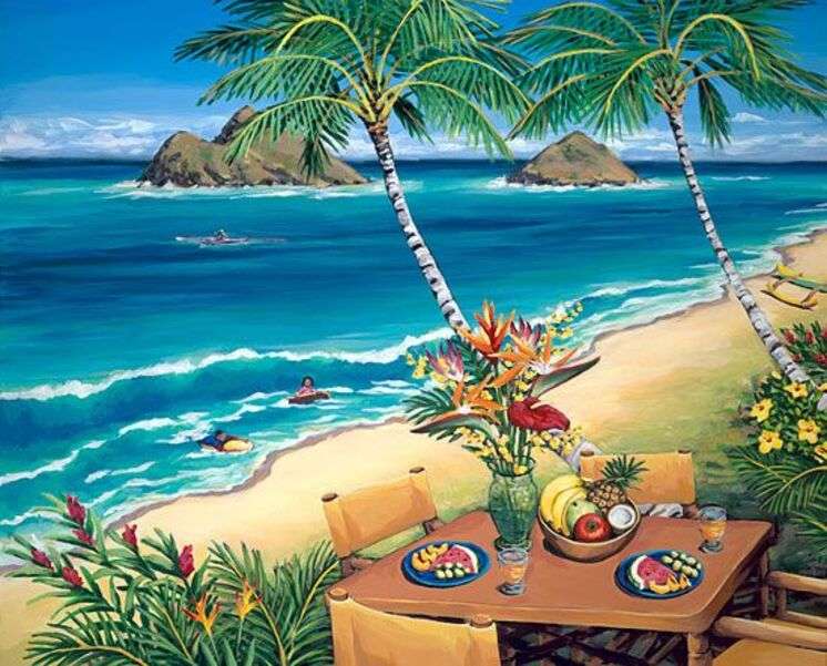 Widok na ocean na plaży na Hawajach # 9 puzzle online