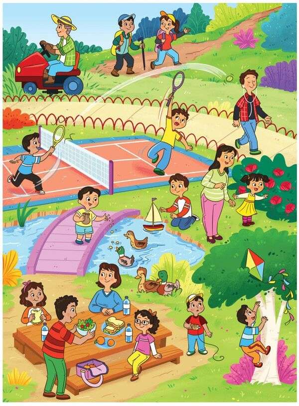Kilka rodzin na pikniku puzzle online