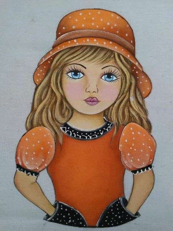 Diva girl pomarańczowa bluzka i czapka puzzle online