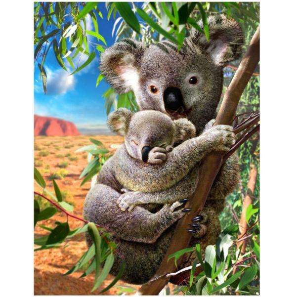 Dwie koale na gałęzi drzewa puzzle online