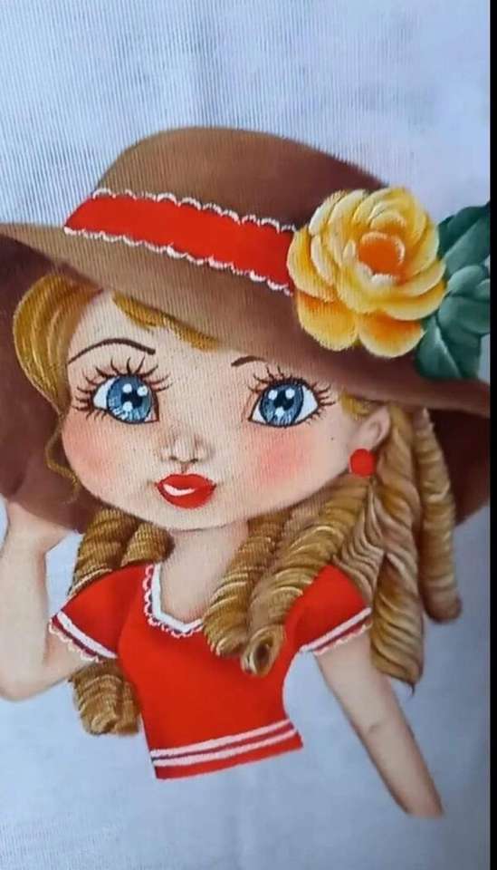 Diva dziewczyna w brązowym kapeluszu puzzle online