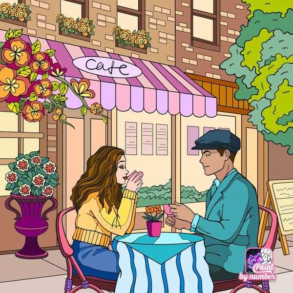Zakochana para w kawiarni #47 puzzle online