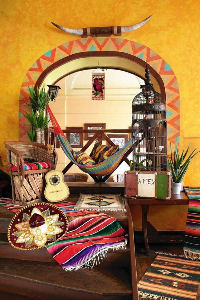 O interior da casa no estilo mexicano quebra-cabeça
