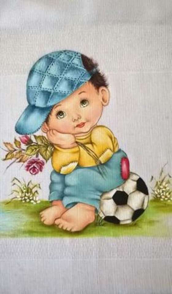 Słodkie dziecko w jasnoniebieskim kapeluszu #4 puzzle online