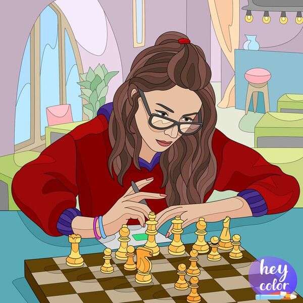 dziewczyna gra w szachy puzzle online