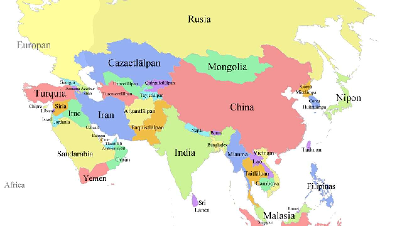 Mapa kontynentu Azji puzzle online