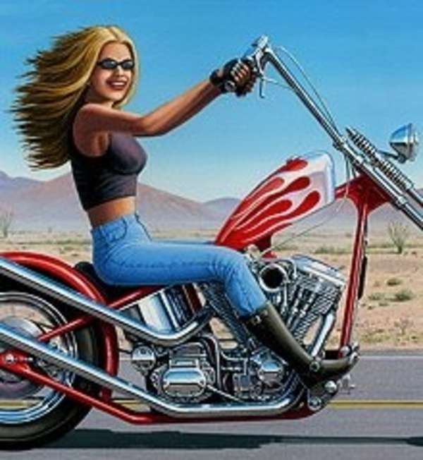 Flicka på en motorcykel #1 pussel
