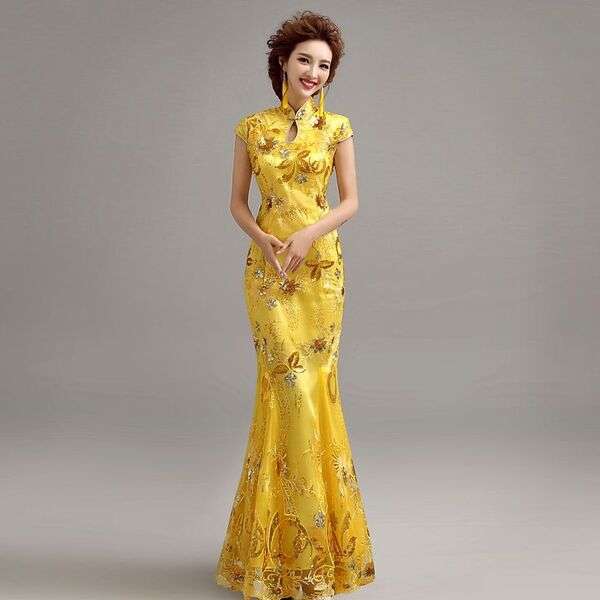 Dama z chińską suknią ślubną Qipao #10 puzzle online