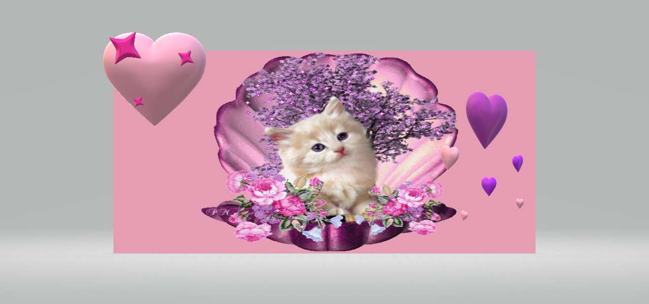 różowy kot puzzle online