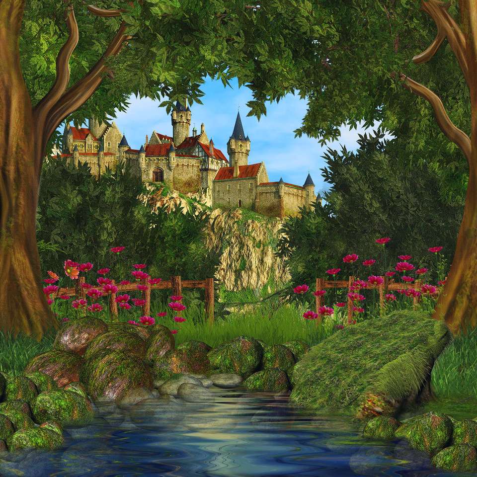 zamek w lesie puzzle online