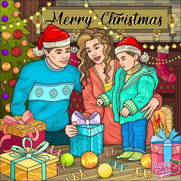 Rodzinne prezenty świąteczne na otwarcie puzzle online