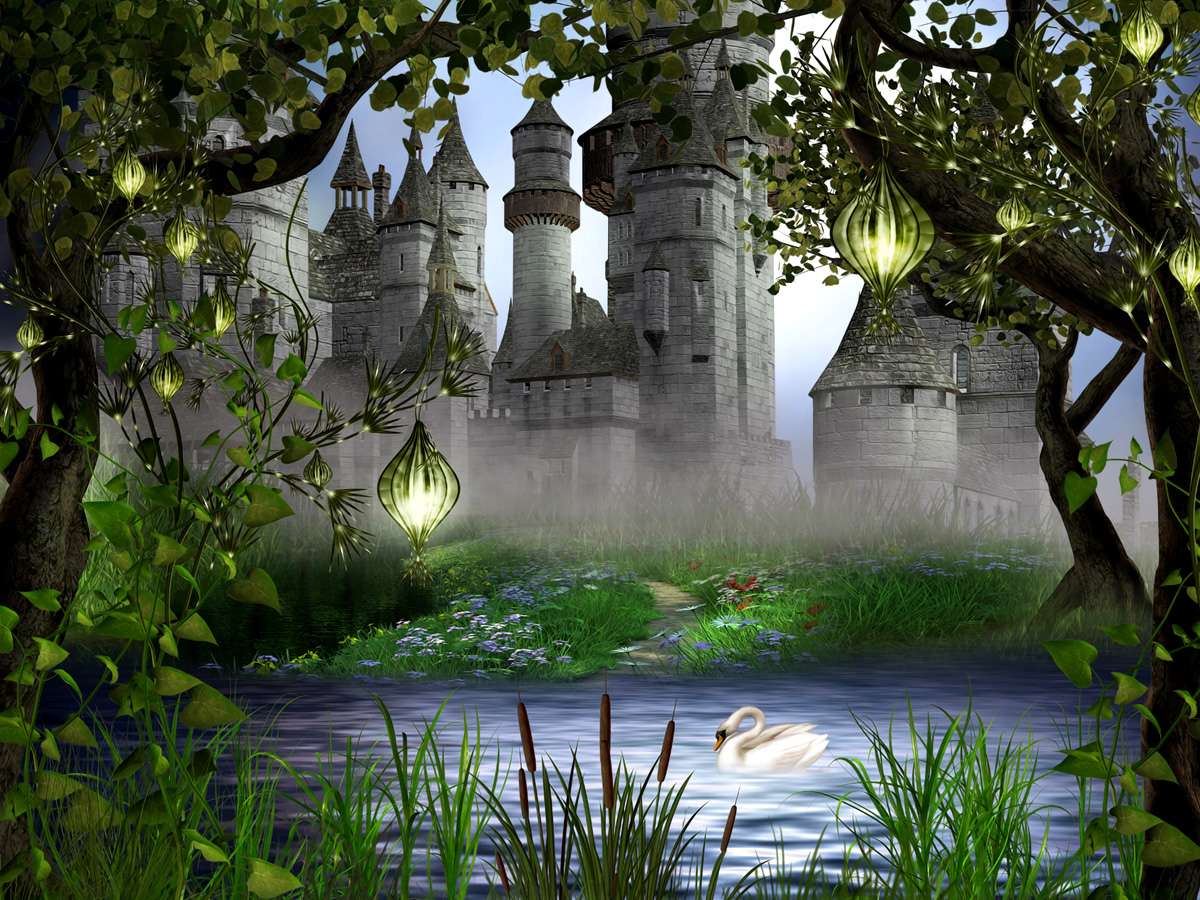 zamek za mgłą puzzle online