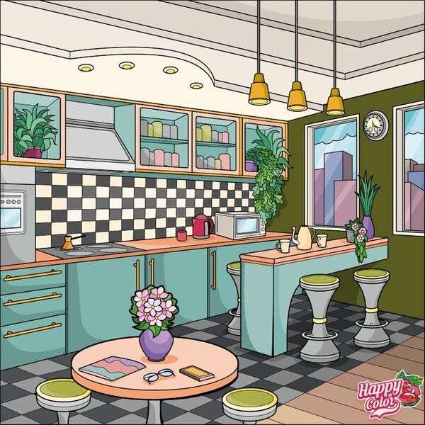 Piękna kuchnia - jadalnia domu #15 puzzle online