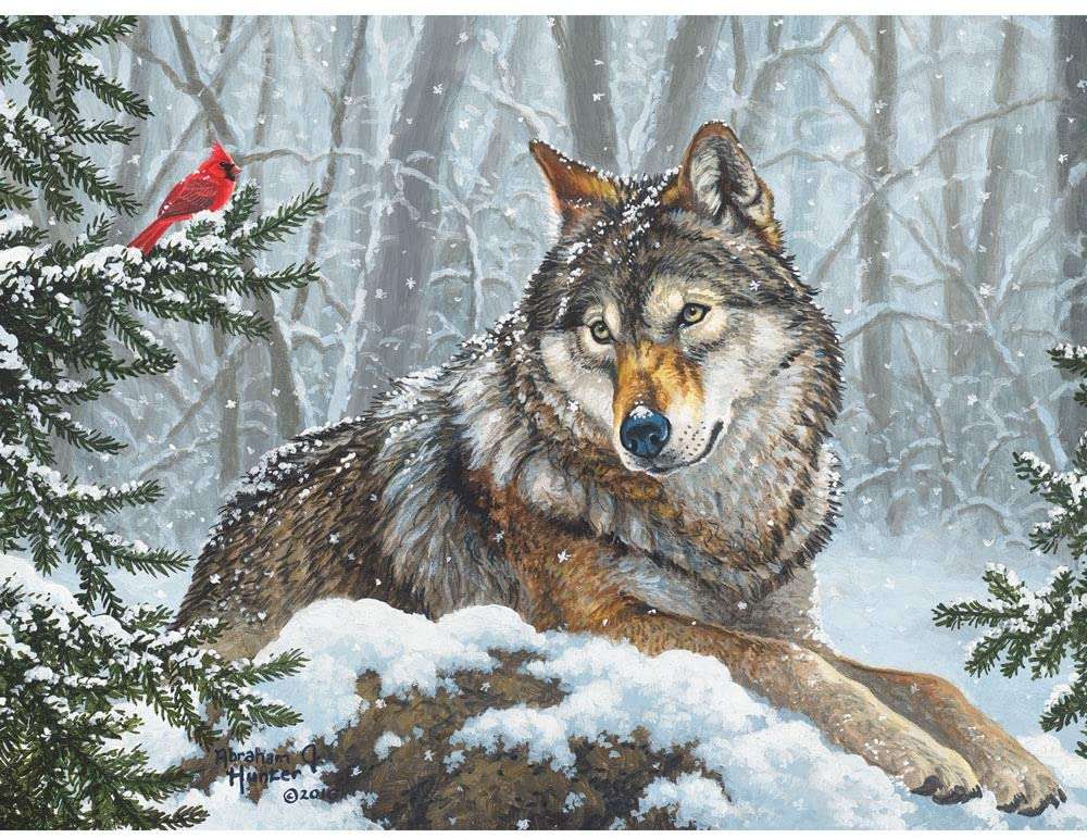 wilk w śniegu puzzle online