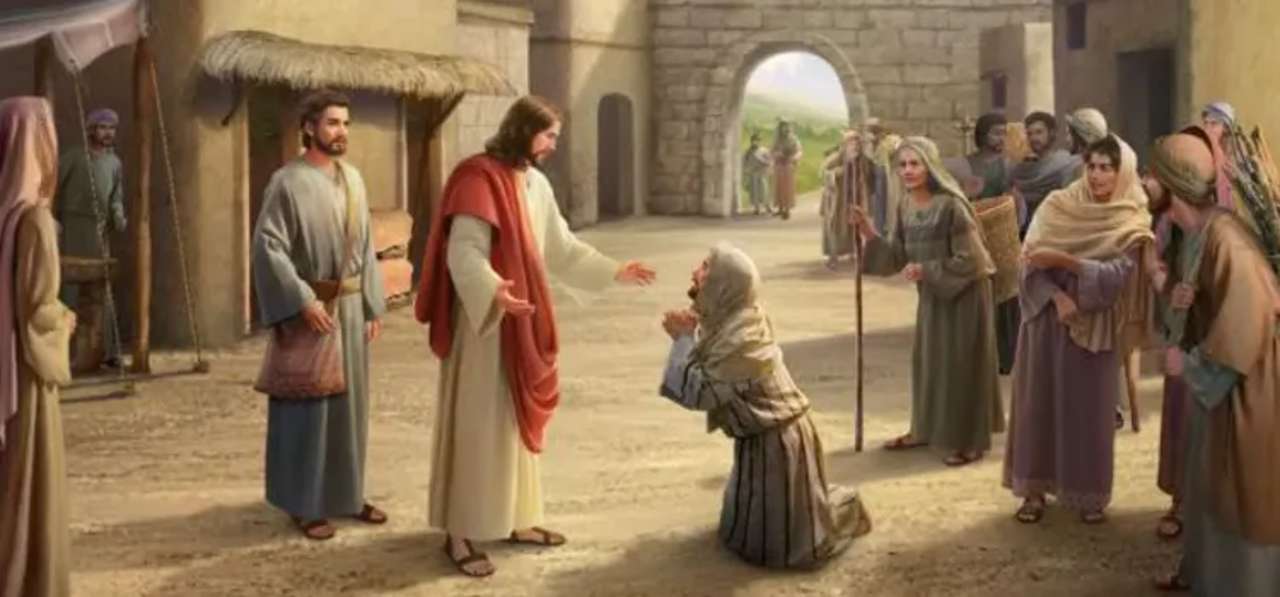 Jezus uzdrawia trędowatego - fragment Biblii puzzle online
