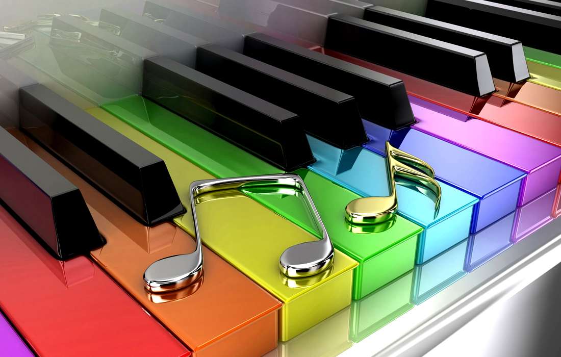 nuty na klawiszach fortepianu puzzle online