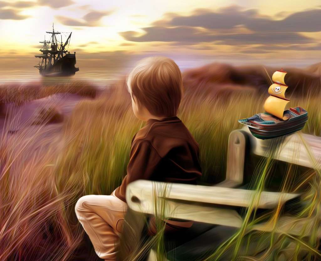 dziecko ogląda łódź puzzle online