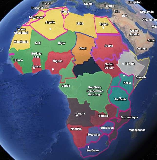 Puzzle kontynentu Afryki. puzzle online