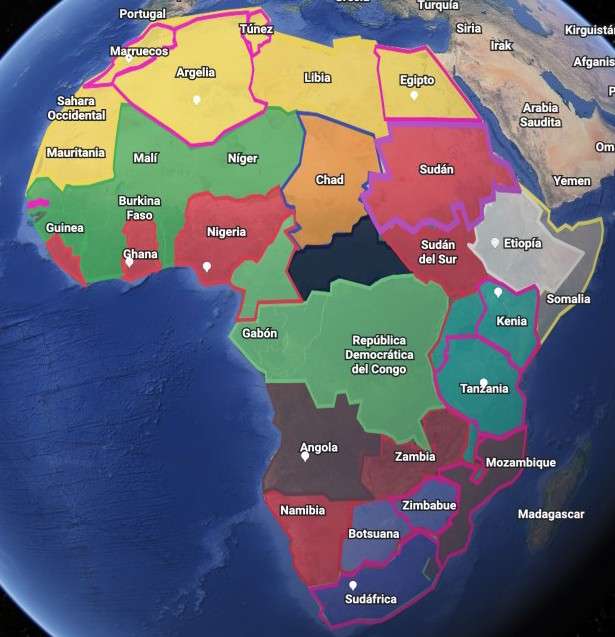 Puzzle kontynentu Afryki. puzzle online