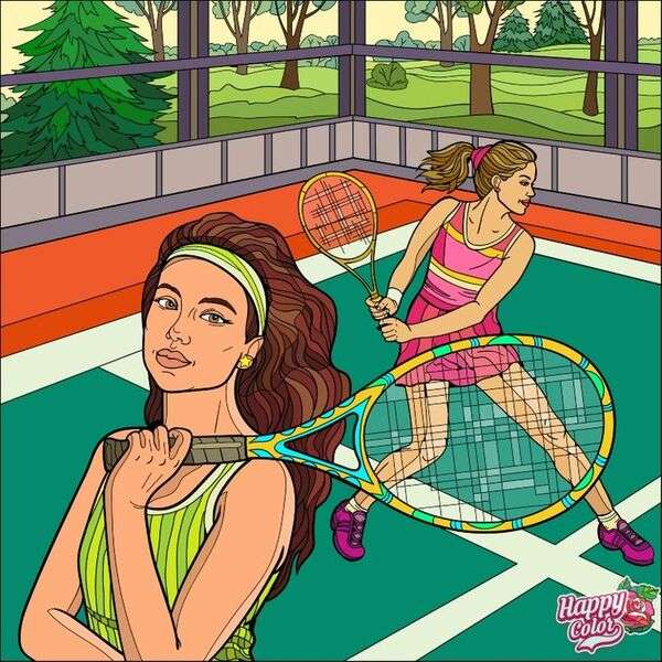 dziewczyny grające w tenisa puzzle online