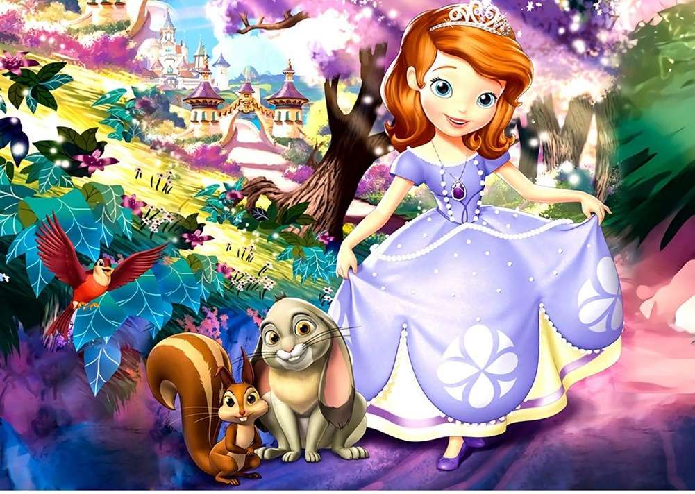 mała księżniczka ze swoimi małymi zwierzętami puzzle online