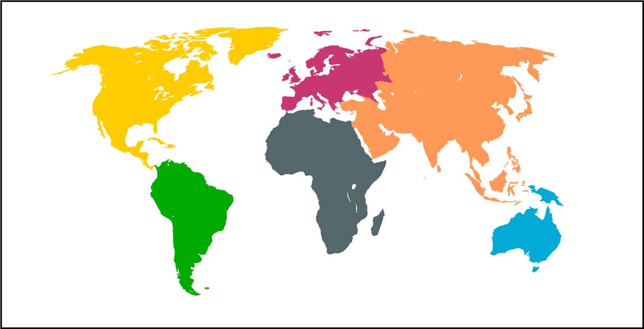 mapa świata kontynenty puzzle online