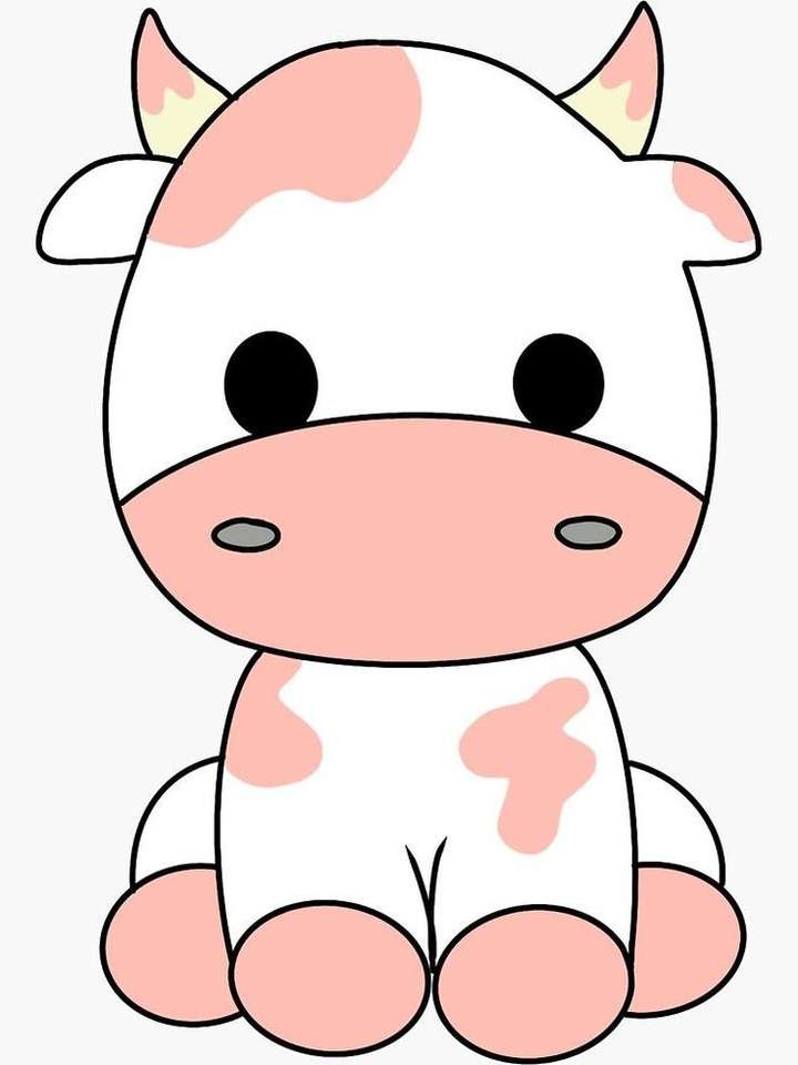 różowa krowa puzzle online