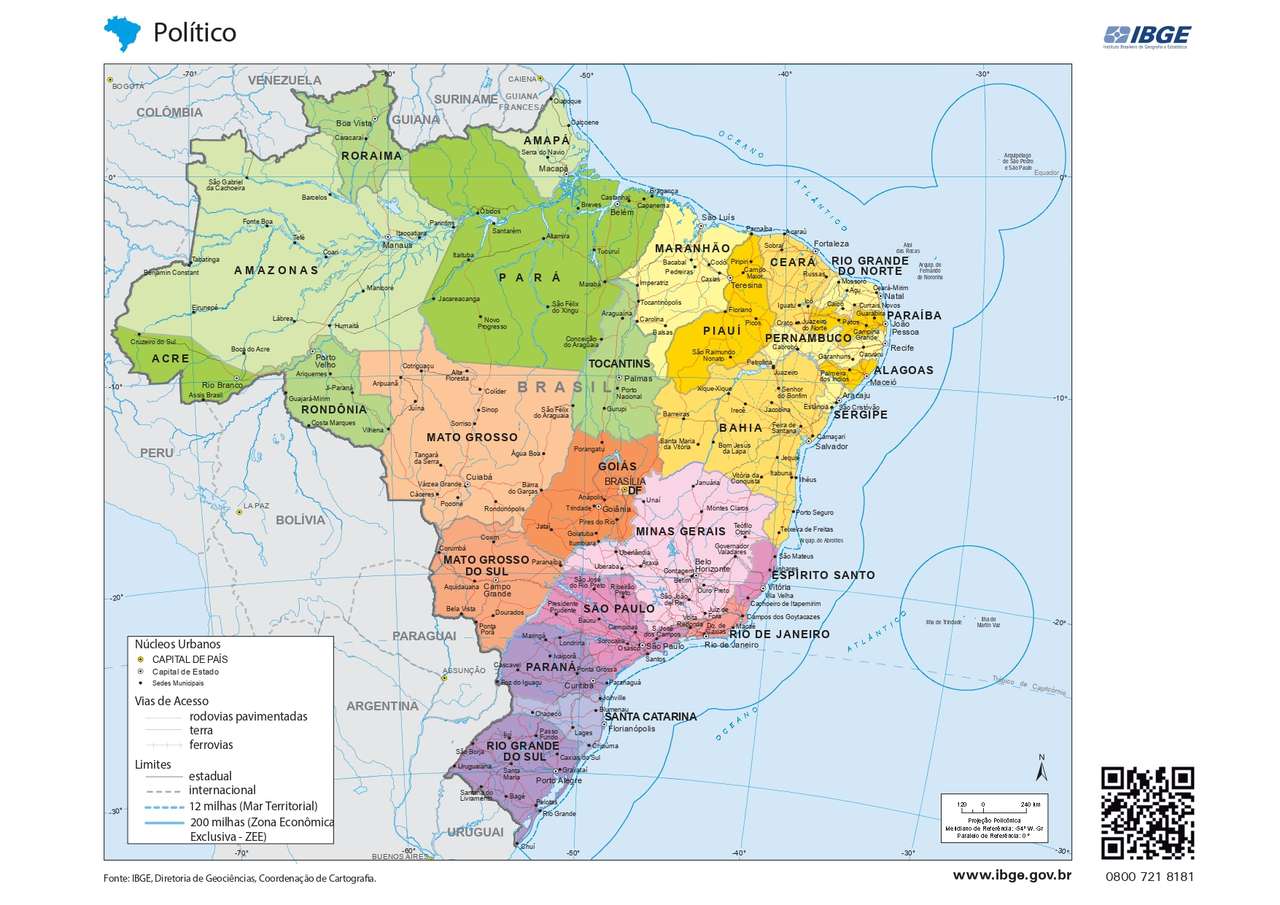 Mapa polityczna Brazylii puzzle online