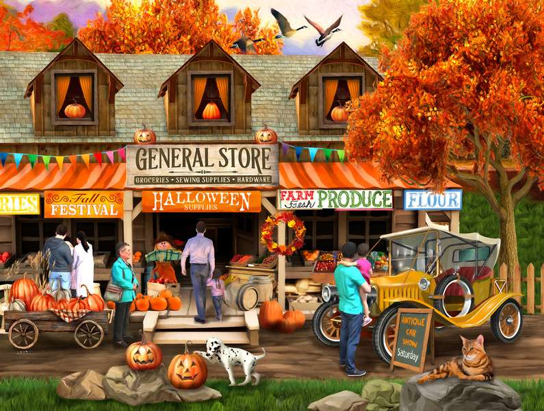 Sklep świętuje Halloween puzzle online