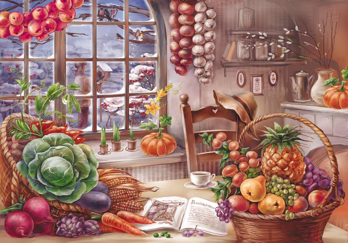 owoce i warzywa w kuchni puzzle online