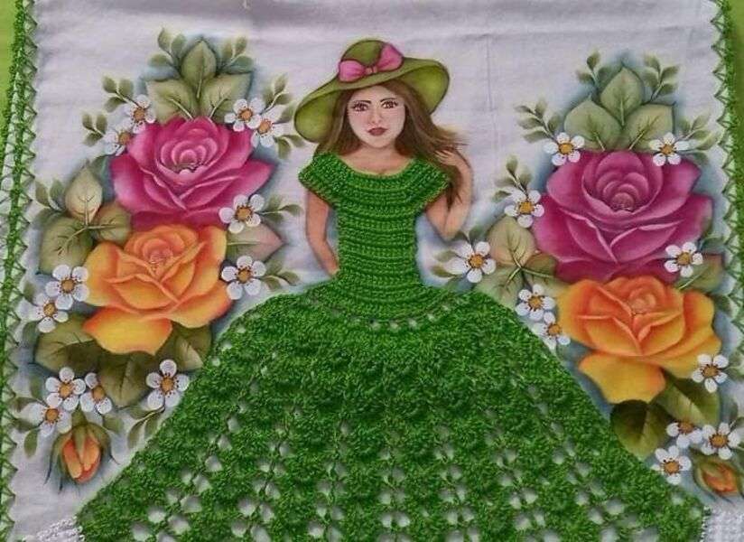 Diva dziewczyna zielona sukienka puzzle online