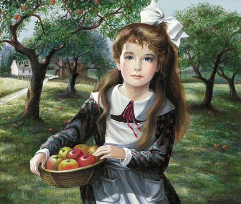 dziewczyna z jabłkami puzzle online