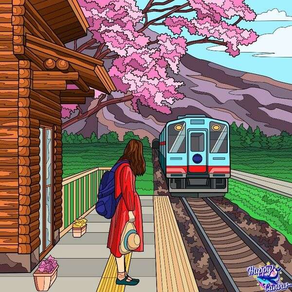 Dziewczyna czeka na pociąg puzzle online