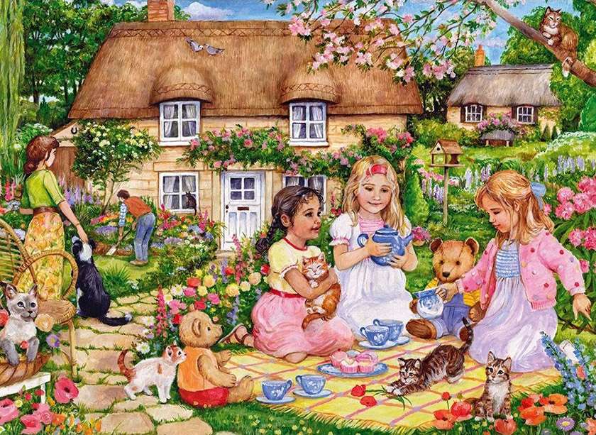 dziewczyny piknik ze swoimi lalkami puzzle online