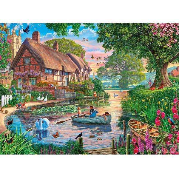 Piękne domy nad rzeką puzzle online