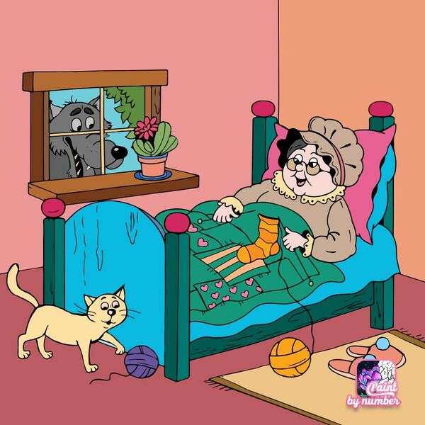 babcia robi na drutach w łóżku puzzle online