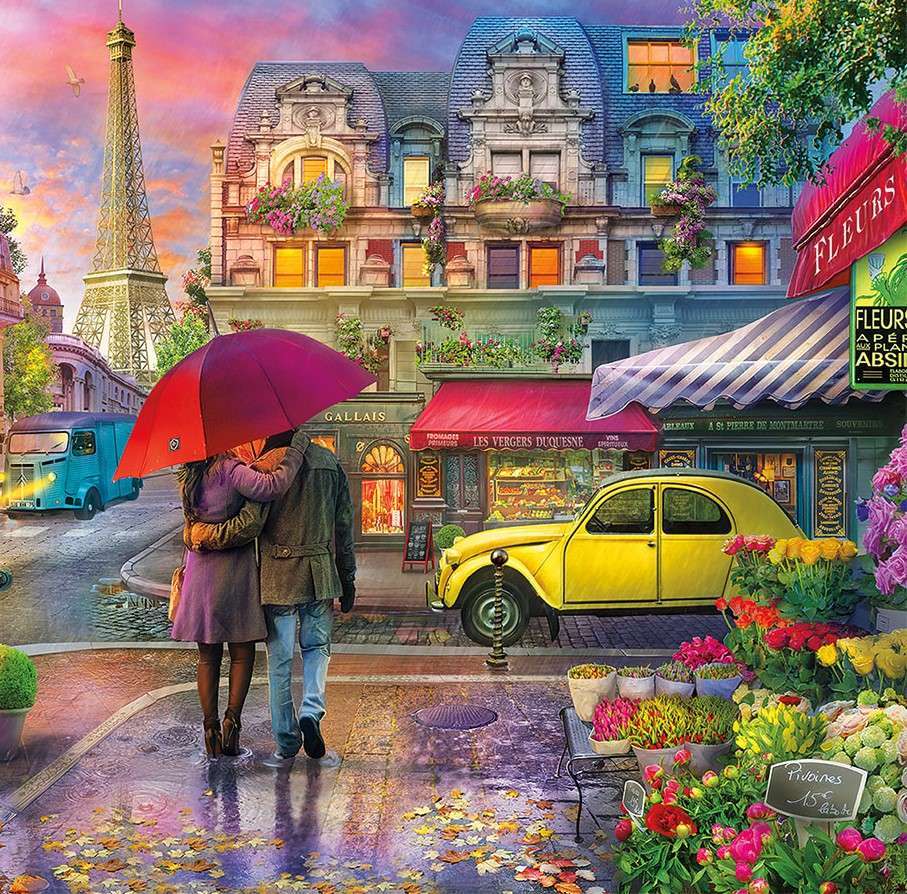 Uliczka w deszczowy dzień w Paryżu puzzle online