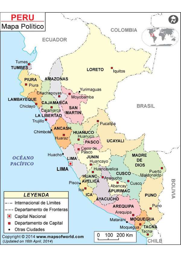 Mapa aktywności Peru puzzle online
