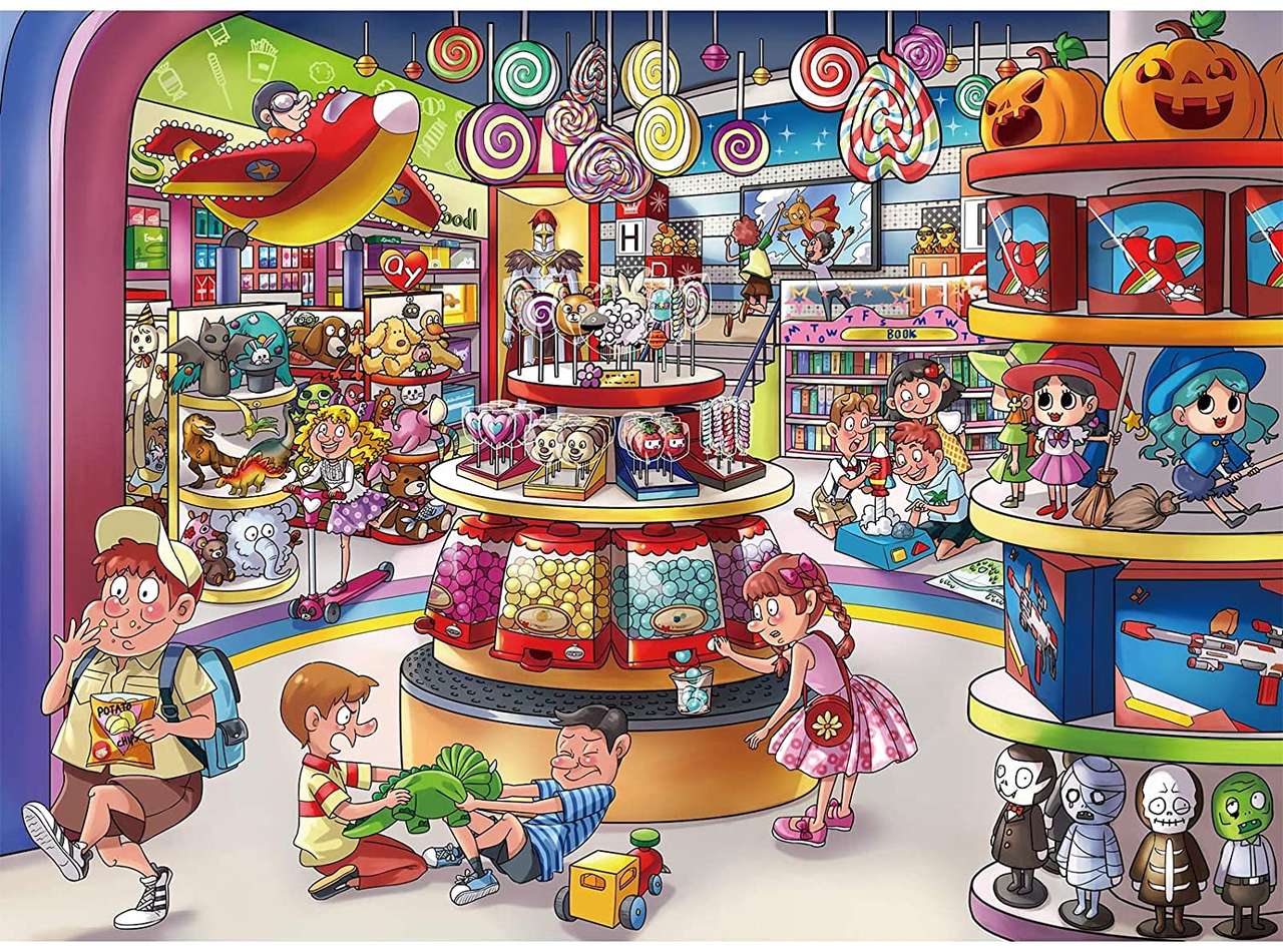 dzieci w sklepie z zabawkami puzzle online