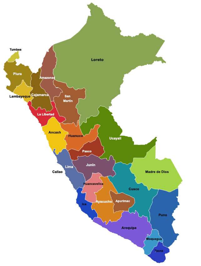Polityczna mapa Peru puzzle online