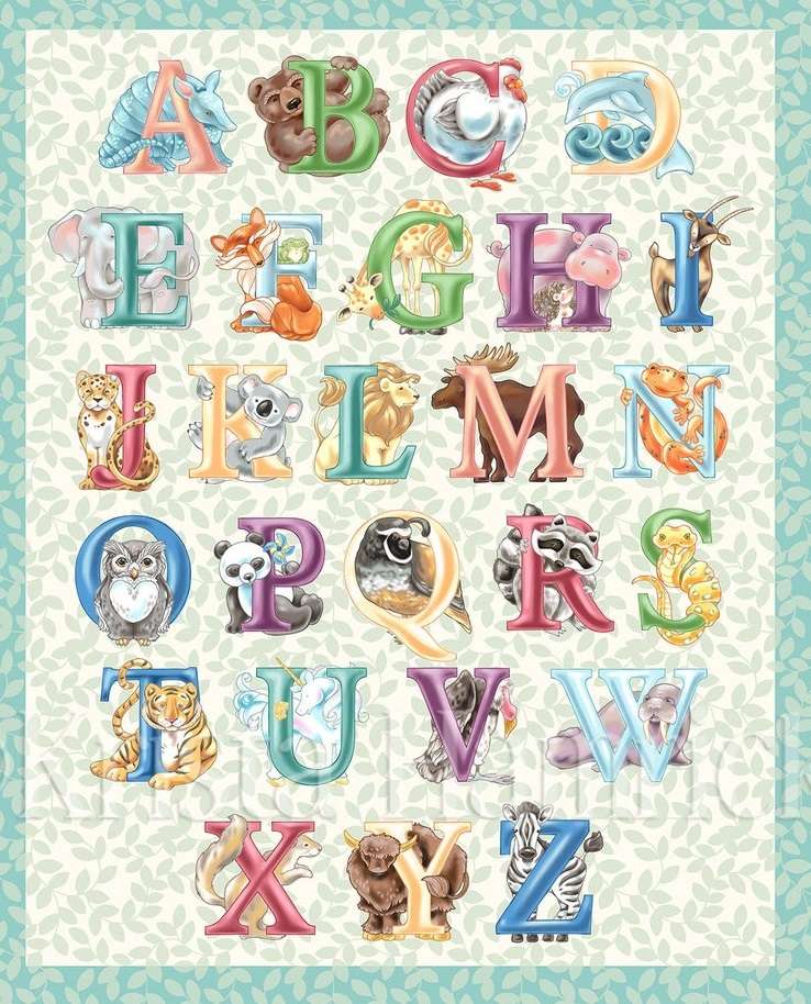 Zwierzęta z książki alfabetu, radość dzieci puzzle online
