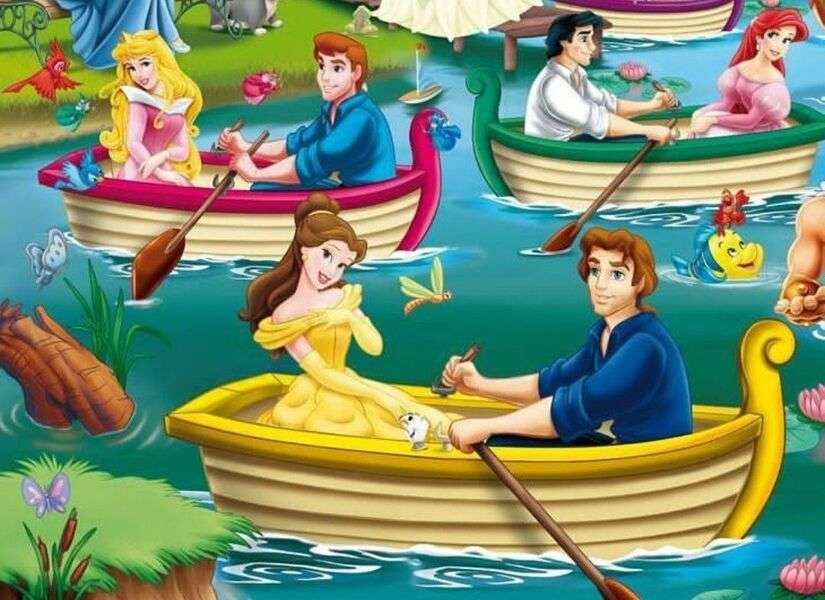 Księżniczki ze swoimi dzielnymi bohaterami puzzle online
