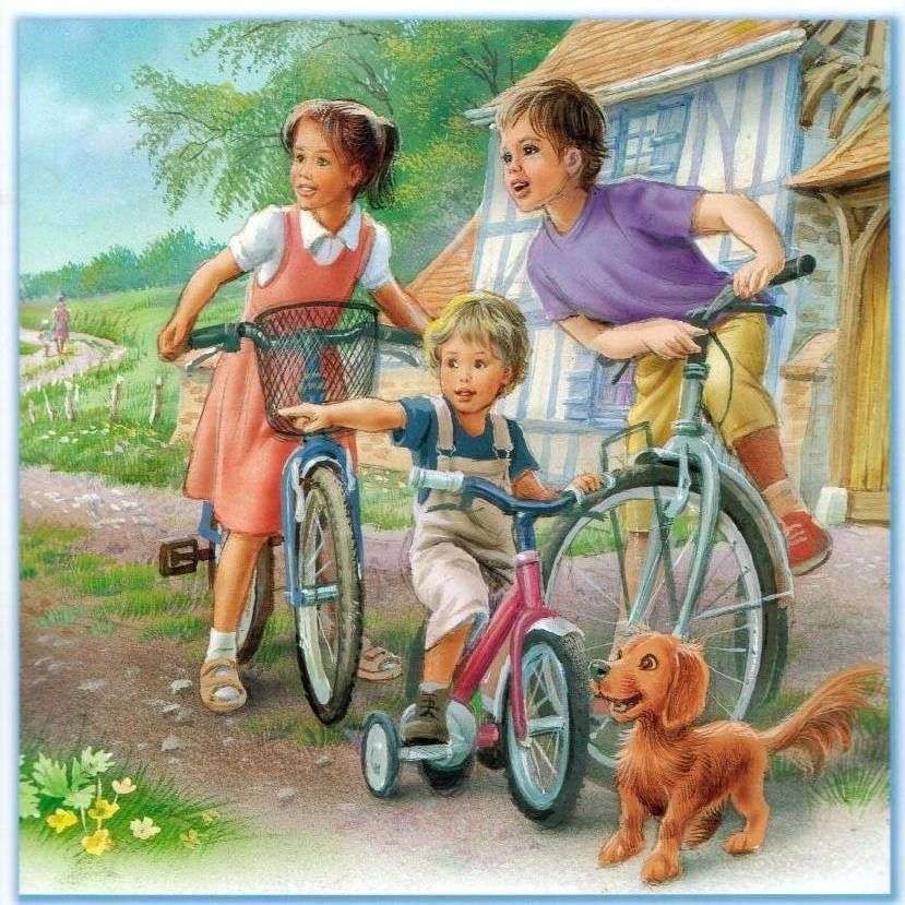 Dzieci na rowerze puzzle online