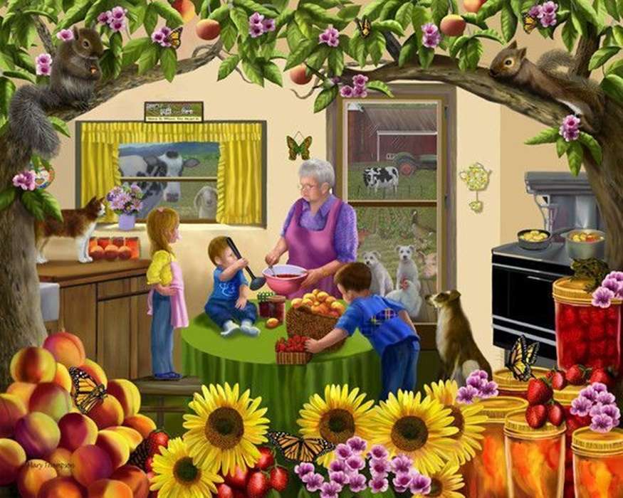 dzień z babcią puzzle online