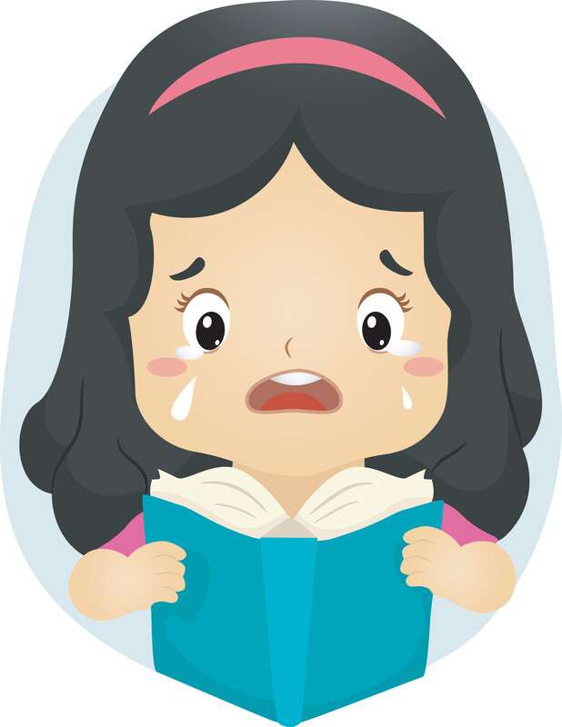 Dziewczyna płacze po przeczytaniu bardzo smutnej historii puzzle online