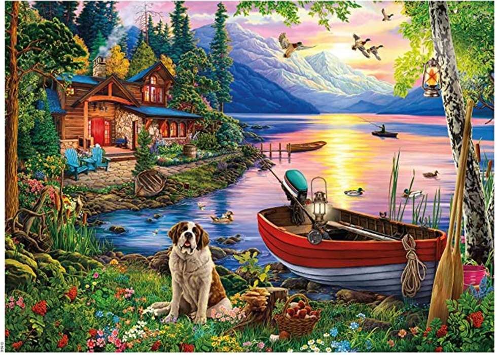 szczeniak w pobliżu jeziora puzzle online