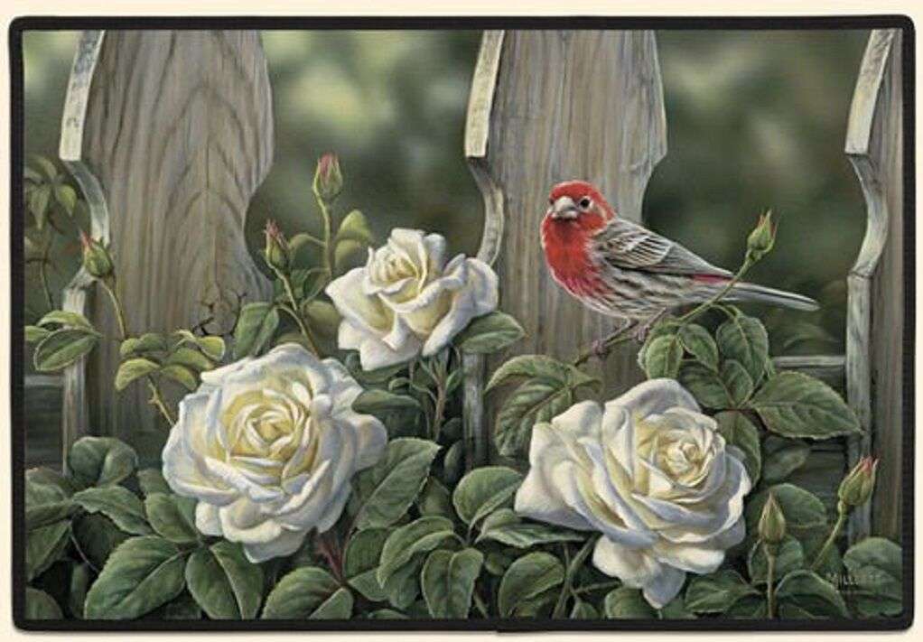 ptaki z białymi różami puzzle online