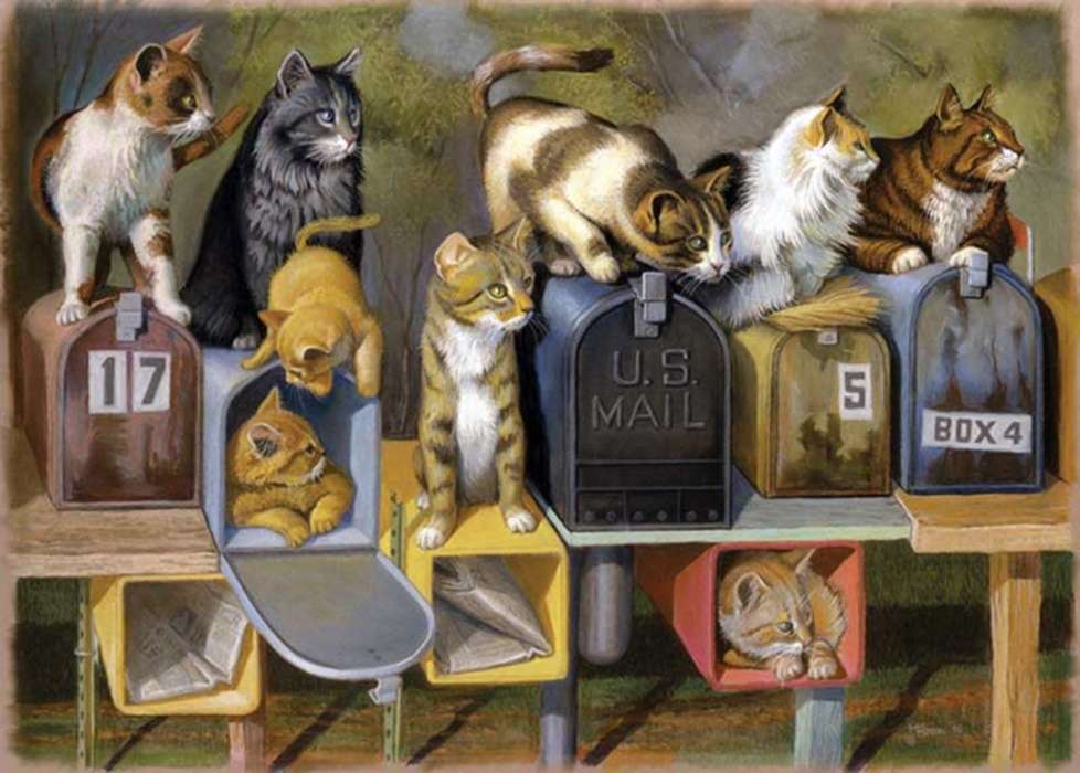koty w skrzynkach pocztowych puzzle online
